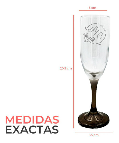 Copa Brindis Base Negra Personalizada Boda 6pz