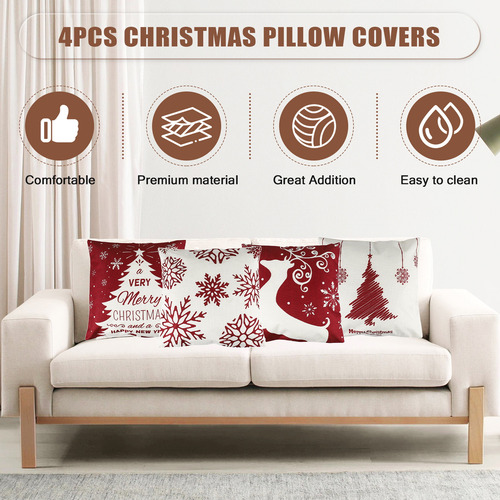 Fundas De Almohada Navideñas 18 X 18, Juego De 4 Unidades, F
