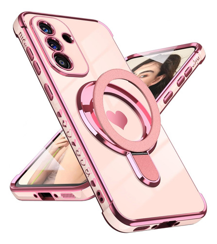 For Samsung Rudo Uso Funda Silicona Mujer Soporte Magnética Rosa For Galaxy A36
