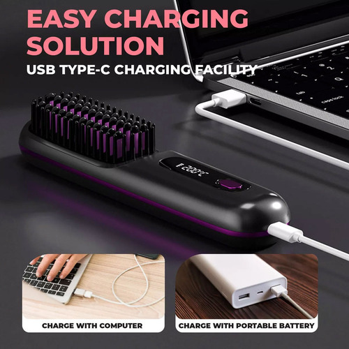 Multifuncional De Cerâmica Cabelo Portátil Sem Fio Lcd