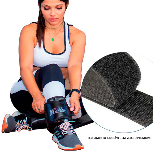 Kit De Exercícios Par Tornozeleira 5kg Colchonete Corda Zuí Cor Preto