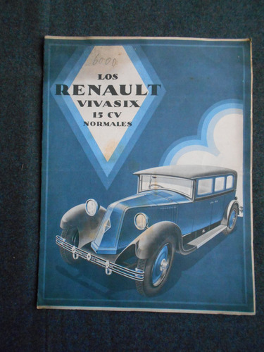 Renault Vivasix Folleto Catálogo Publicidad Auto Antiguo