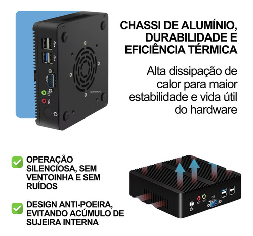 Mini Pc Industrial 3d X | Intel Celeron N2840, 8gb Ddr3, 120gb Com Adaptador Wi-fi Dual Band E Bluetooth 5.0 + Suporte Vesa - Ideal Para Automação, Vigilância E Indústrias