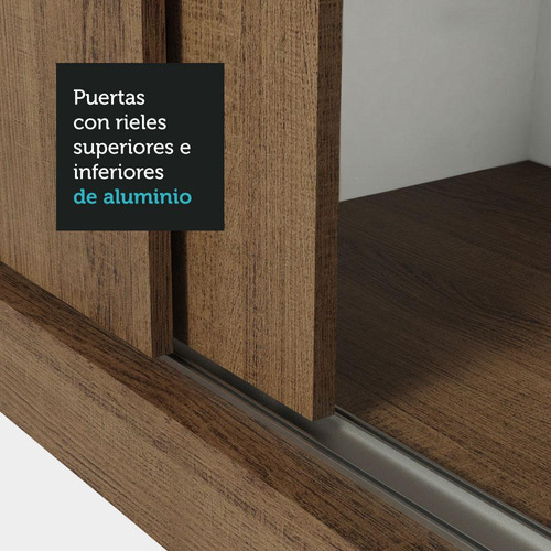Ropero Closet Madesa 3 Puertas 1 Espejo Mg 02 Color Rústico/Gris