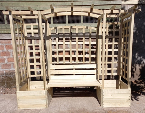 Pergola Completa Lux. Con Asiento, Macetero, Fondo Trillage.