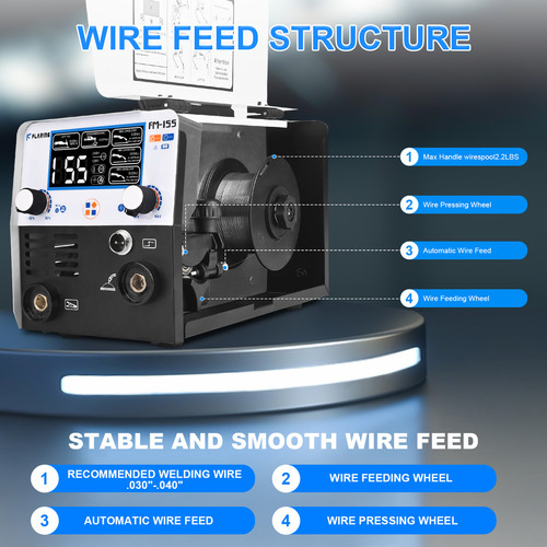 Soldadora Flaring FM155 Mig 155a Sin Gas 3 En 1 Inversor Tig Flux Core Mma 4,500 W