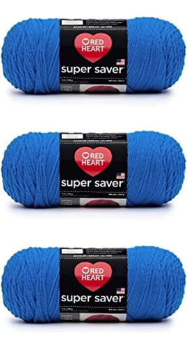 Hilo Azul Red Heart Super Saver, Paquete De 3 Unidades De 19