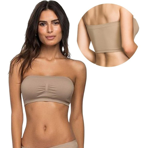 Imagem 5 de 5 de Kit 3 Soutien Faixa S/ Costura Top Tomara Que Caia Com Bojo