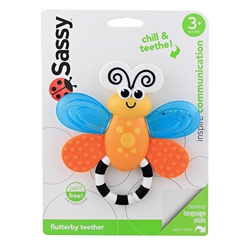 Mordedor Rasca Encias Mariposa Sassy Para Bebés Azul Con N