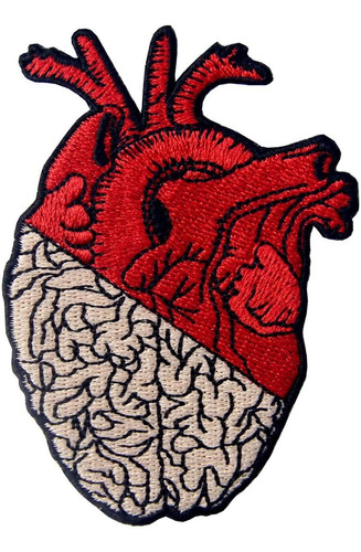 Parche Bordado Diseño De Corazón Y Cerebro Planchar O...