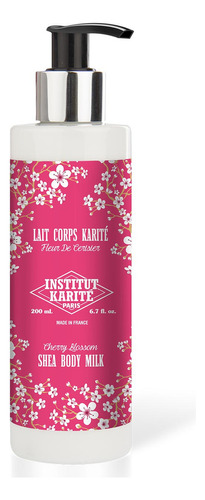  Leche hidratante para cuerpo Institut Karite shea body milk Cherry Blossom Shea Body Milk en dosificador 200mL