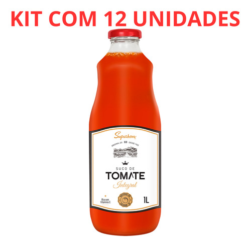 Suco De Tomate Integral Superbom Garrafa 1 Litro Kit Com 12