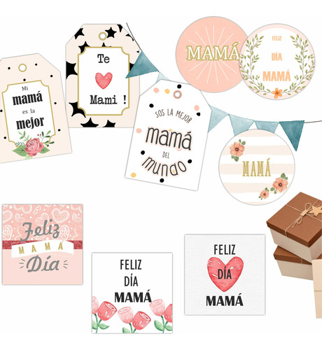 Kit Imprimible Dia De La Madre, Tags Etiquetas Sticker Kit 2