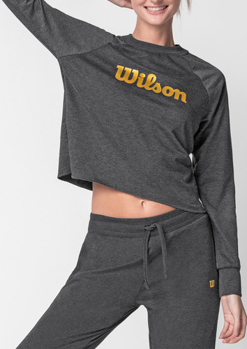 Sudadera Deportiva Wilson Para Mujer Básica Y Cómoda Gris