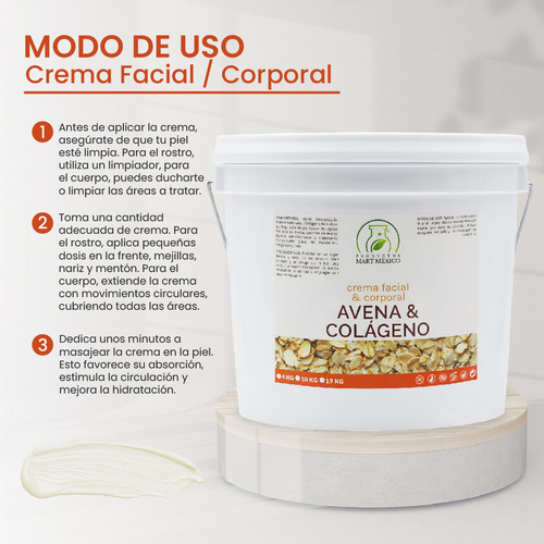 Crema De Avena Con Colágeno Hidratante (19 Kilos) Momento De Aplicación Día/noche Tipo De Piel Todo Tipo De Piel