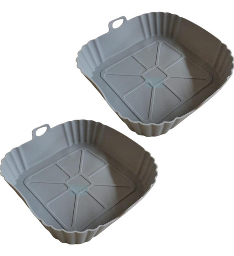 Kit 2 Forma Silicone 21cm Cesto Quadrado Fritadeira Airfryer