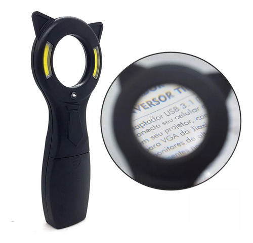 Lupa Portátil 5x Com Led Uv Para Identificar Falsificações