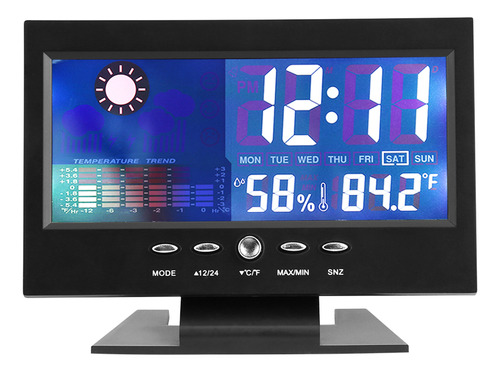 Medidor Digital De Temperatura Y Humedad, Reloj, Alarma, Con