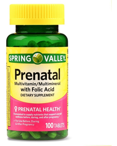 Spring Valley Vitamina Suporte Gestação Prenatal 100 Table