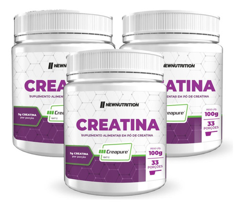 Kit 3 Suplemento Em Pó Creatina Creapure Monohidratada 100g