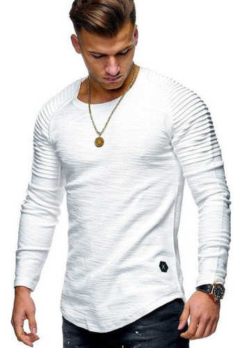 Playera Hombre Manga Larga Slim Fit Moda Casual Calidad