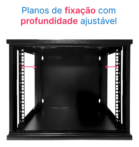 Mini Rack / Parede 19'' 8u X 470mm Desmontável Cor Preto