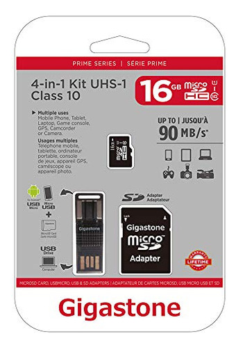 Tarjeta Microsd 16gb Gigastone Gs-4in1600x16gb-r Prime -