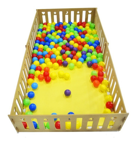 Imagen 4 de 5 de Corralito Corral Pelotero Madera + Pelotas Piso 200x100x33cm