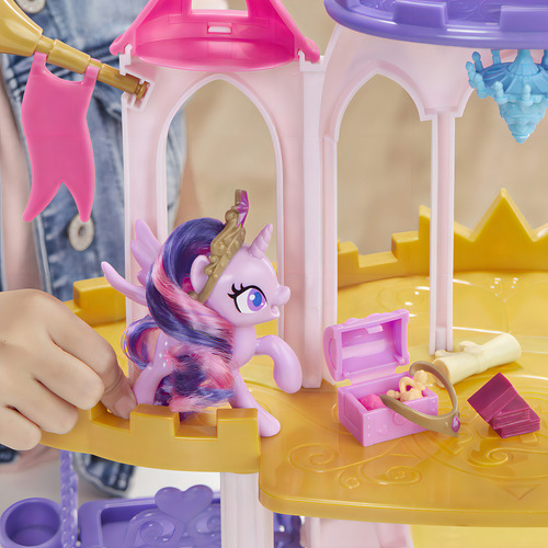 My Little Pony - Set Castillo De La Amistad - Incluye Las Ponys Twilight Sparkle Y Pinkie Pie, De 7,5 Cm, Con Cabelleras Para Cepillar Y 16 Accesorios