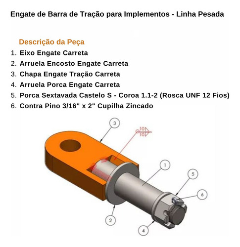 Engate Barra Tração Reboque Máquina Pesada Agrícola Trator