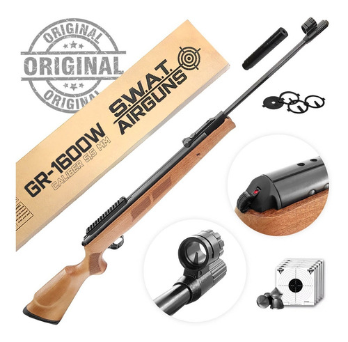 Imagen 1 de 10 de Rifle Nitro Pistón Swat Airguns Gr1600 Potente Caza 1100 Fps