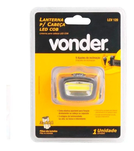 Imagem 5 de 5 de Lanterna De Cabeça Led Cob Lcv 120 Lúmens Capacete Vonder