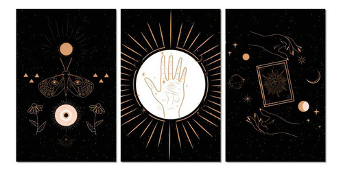 Kit de 3 placas decorativas Universo Astros Lunar, 20 x 30 cm, MDF