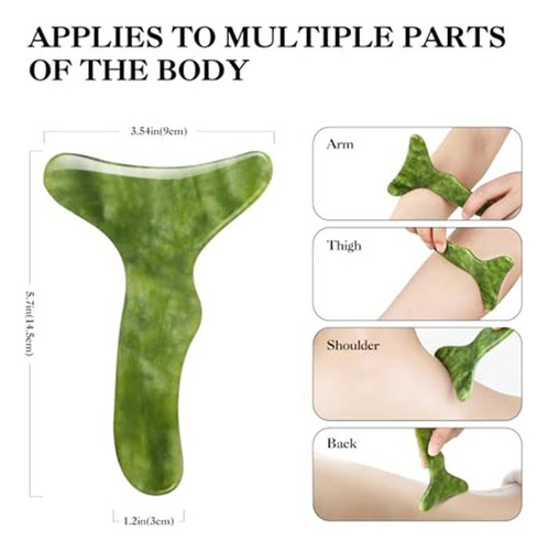 Herramienta De Masaje Gua Sha Grande Con Piedra De Jade Herr