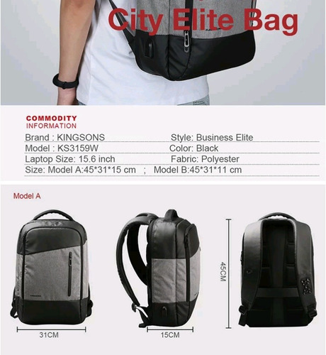 Mochila Kingsons 15.6