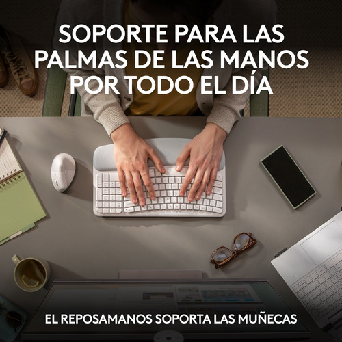 Kit Logitech Ergo Teclado Wavekeys+mouse Lift+totebag Blanco