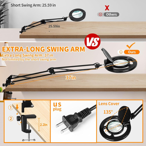 Lupa Led 10x Con Luz Regulable Y Soporte