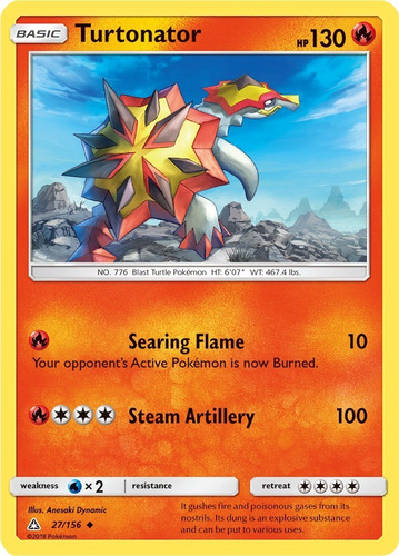 Cartas Pokemon Turtonator 27/156 Reverse Ultra Prism Upr (Usado)