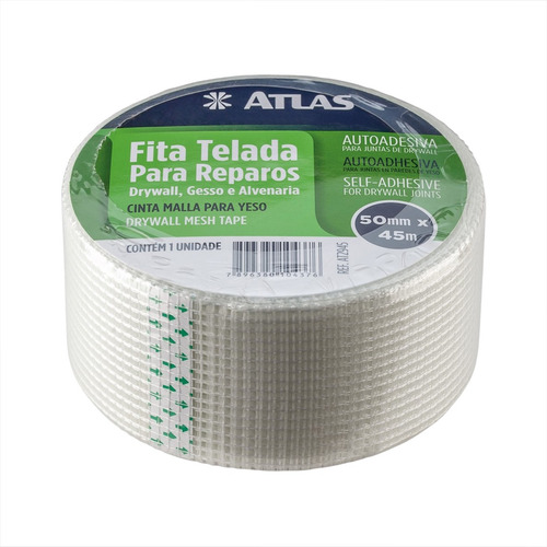 Fita Para Dry Wall 50mm X 45m Branca Para Trincas E Fissuras Cor Branco