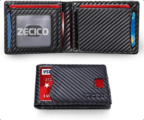 Zecico Cartera Rfid Slim Minimalista Tarjetero Cuero Hombre