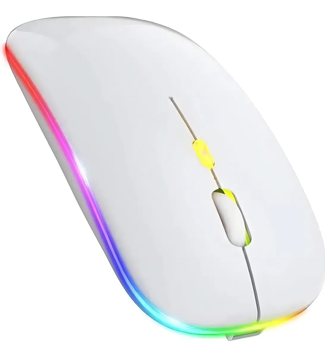 Mouse Sem Fio Recarregável Branco RGB 1600 DPI