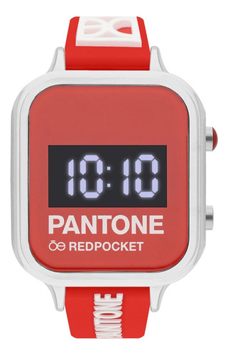 Reloj Cloe Pantone Digital Unisex Color Rojo De Silicón