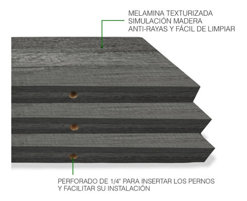 Set De 3 Repisas Flotantes Minimalistas Madera 50x15 Cm Color Lombardia