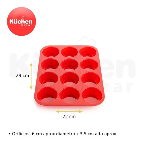 Imagen 2 de 10 de Molde De Silicona Cupcakes Muffins Horno X12