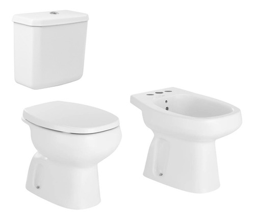 Combo Monaco Roca Inodoro Corto Bidet Mochila Losa Sanitaria