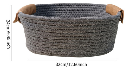 Algodón Tejido Cesta De Almacenamiento Rural Gris L