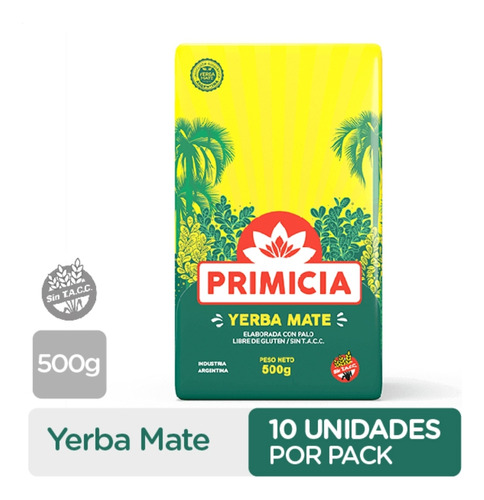 Yerba Mate Primicia Pack X 10 Unidades De 500 Gramos