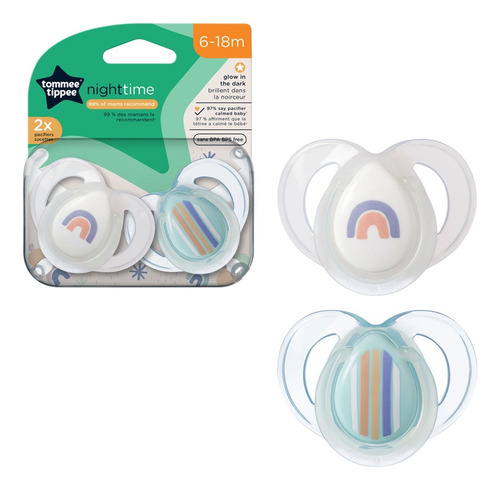  Chupetes Tommee Tippee 6-18m  Night Time By Creciendo