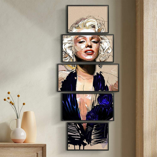 Quadro Decorativo Mosaico 5 Peças Marilyn Monroe Vertical