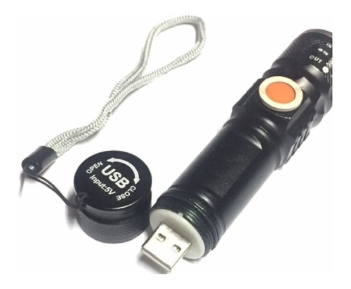 Mini Linterna Led De Mano Bolsillo Recargable Por Usb 9cm. 